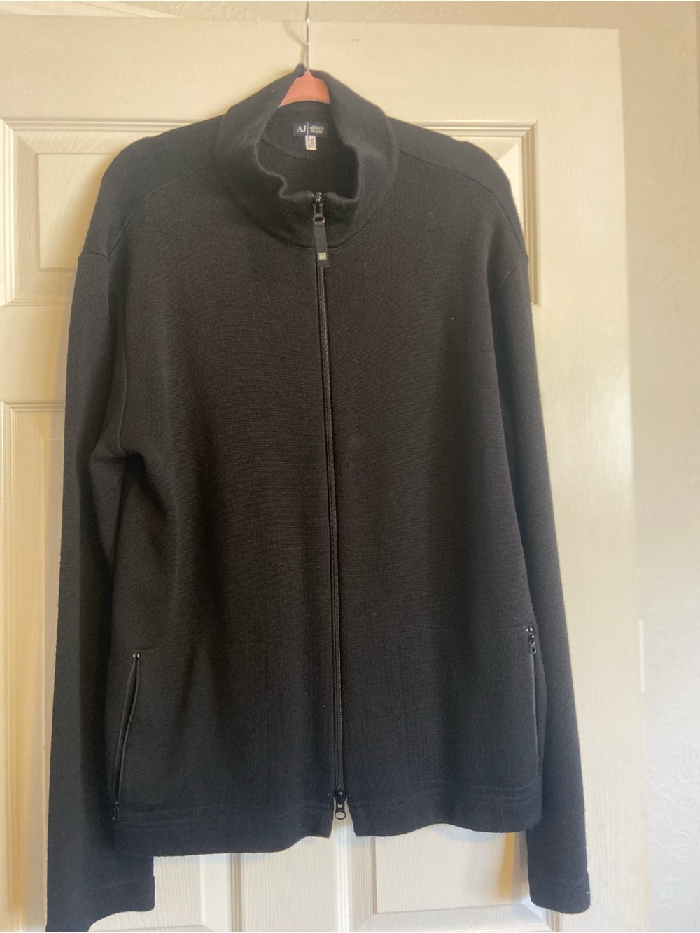 Armani Jeans Black Full-Zip Men's Sweater